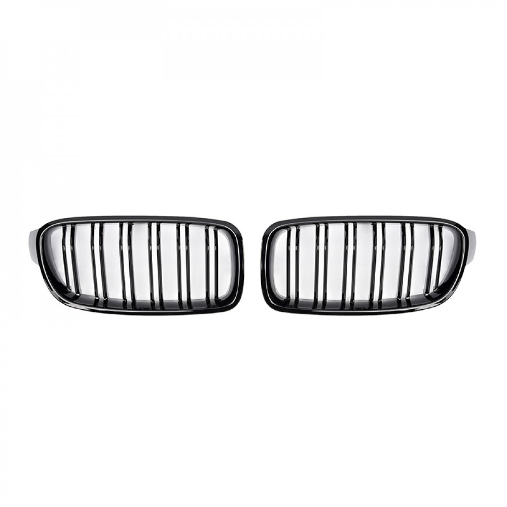 Решітки радіатора (ніздрі) BMW 3-Series F30/F31 (2011-2019) в стилі М3 Gloss Black (подвійні ребра)