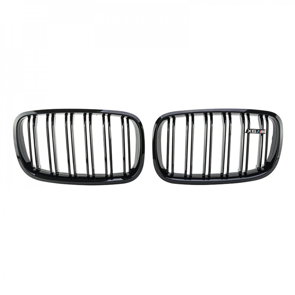 Решетки радиатора (ноздри) BMW X5 E70/X6 E71 (2007-2013) в стиле М (Gloss Black)