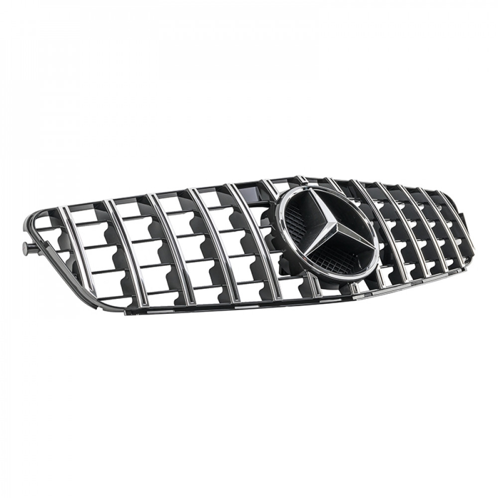 Решетка радиатора Mercedes C-Class W204 (2007-2014) в стиле Panamericana (Gloss Black/Chrome)