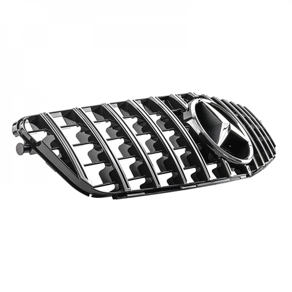 Решетка радиатора Mercedes C-Class W204 (2007-2014) в стиле Panamericana (Gloss Black/Chrome)