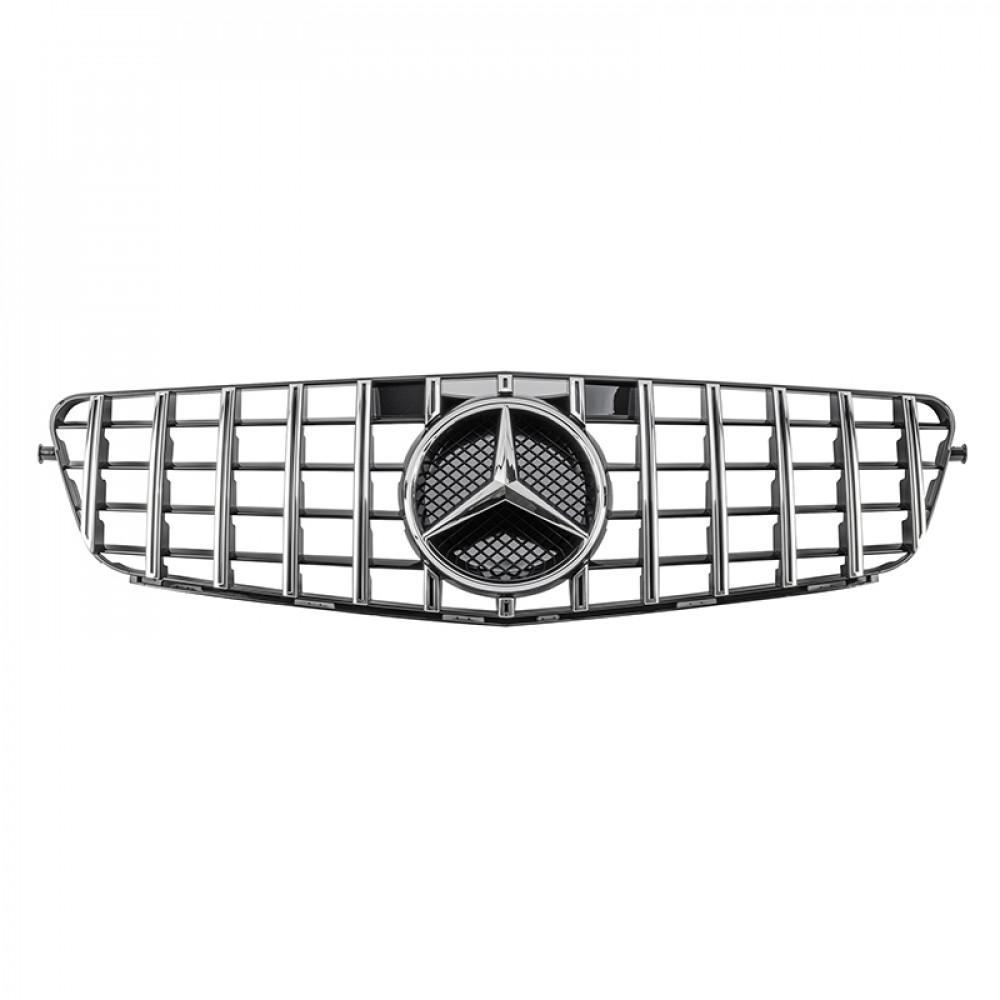 Решетка радиатора Mercedes C-Class W204 (2007-2014) в стиле Panamericana (Gloss Black/Chrome)