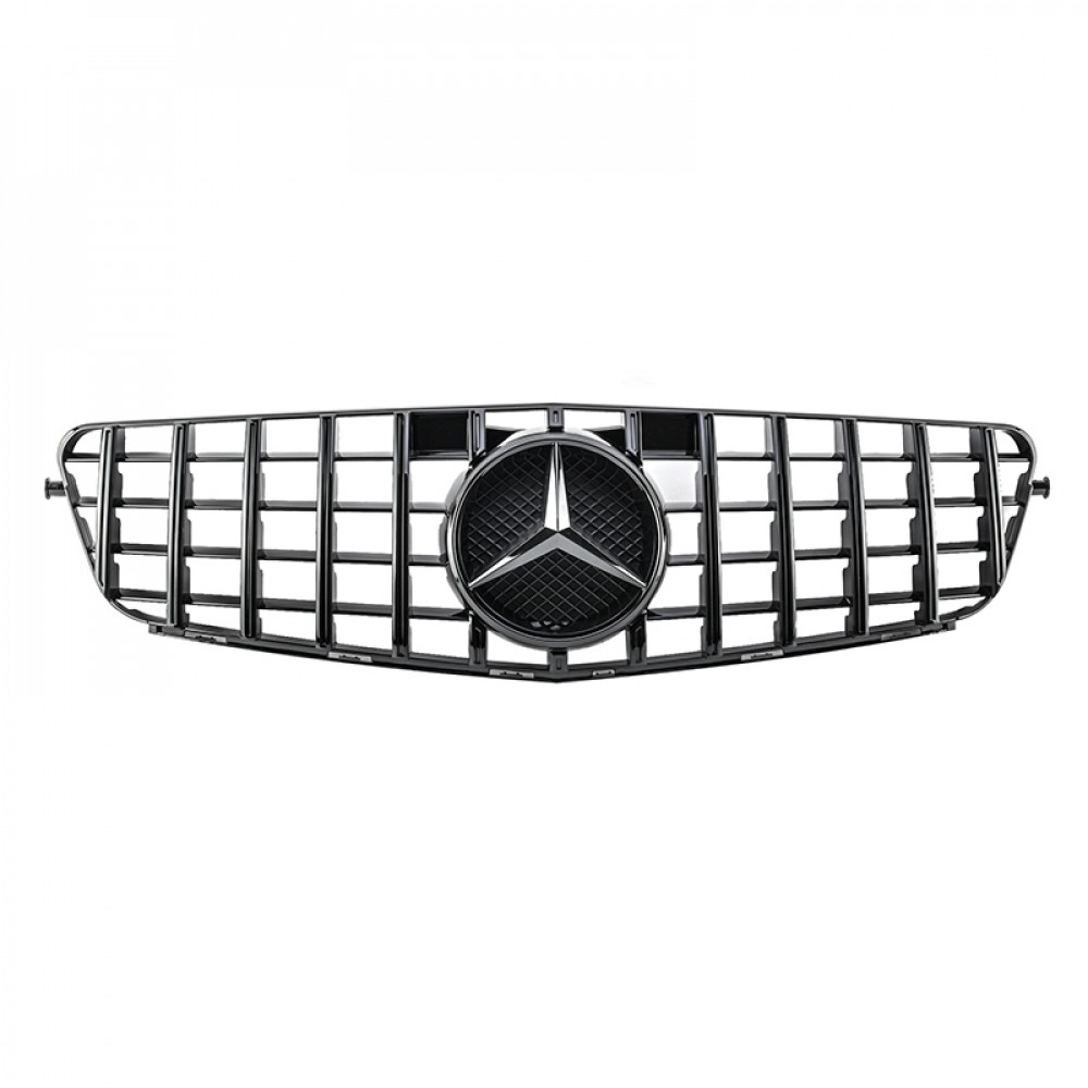 Решетка радиатора Mercedes C-Class W204 (2007-2014) в стиле Panamericana (Gloss Black)