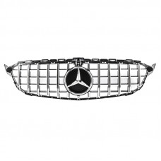 Решетка радиатора Mercedes C-klass W205 в стиле GT Black Chrome под камеру