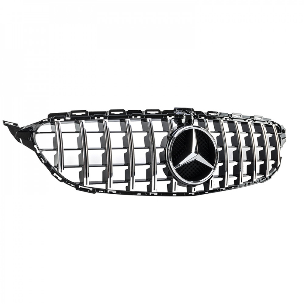 Решетка радиатора Mercedes C-klass W205 в стиле GT Black Chrome под камеру