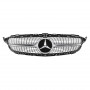 Решітка радіатора для Mercedes C-Class W205 (2014-2018) у стилі Diamond під камеру 360 (Black Chrome)
