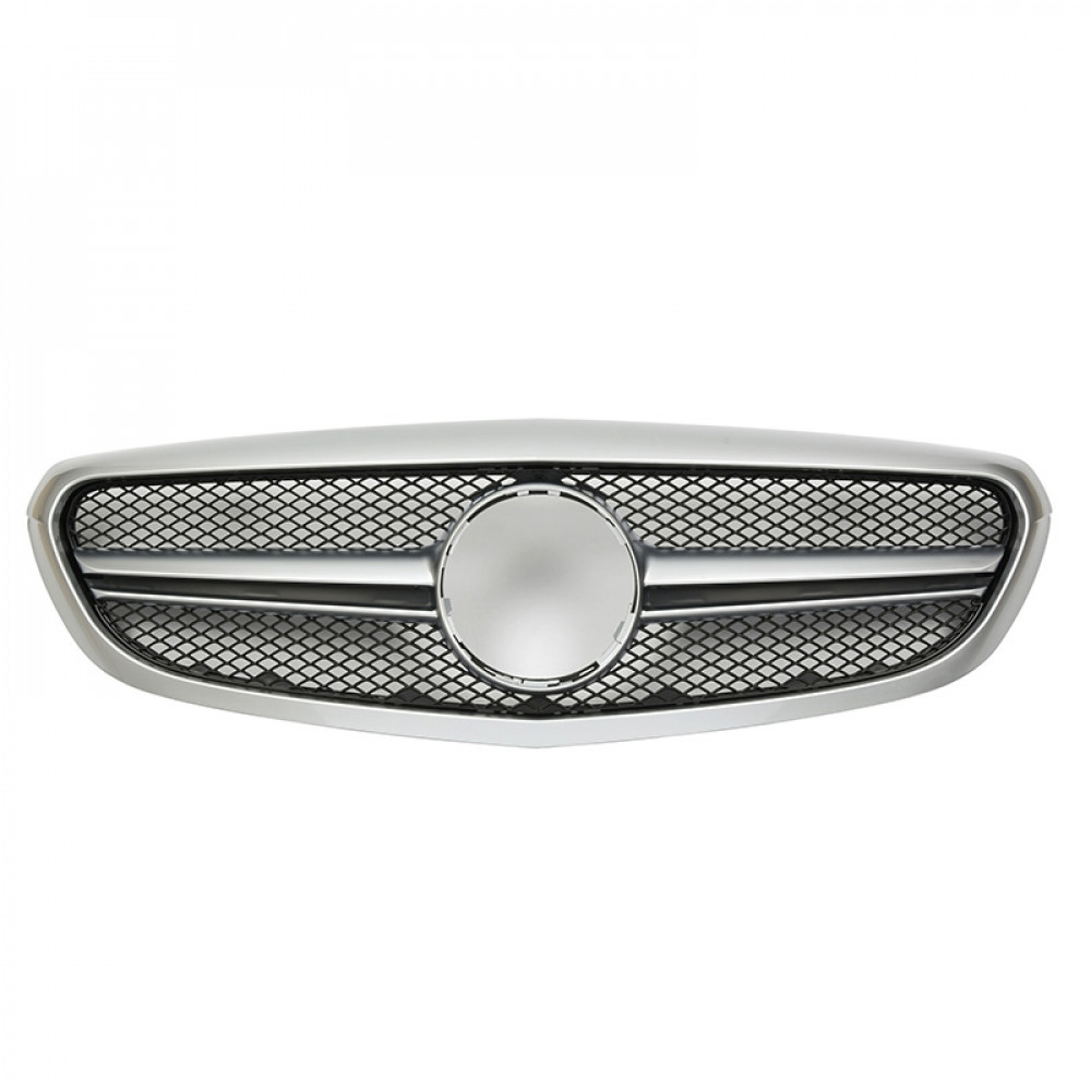 Решітка радіатора для Mercedes C-Class W205 (2014-2018) у стилі AMG C63 (Silver Matte Chrome)