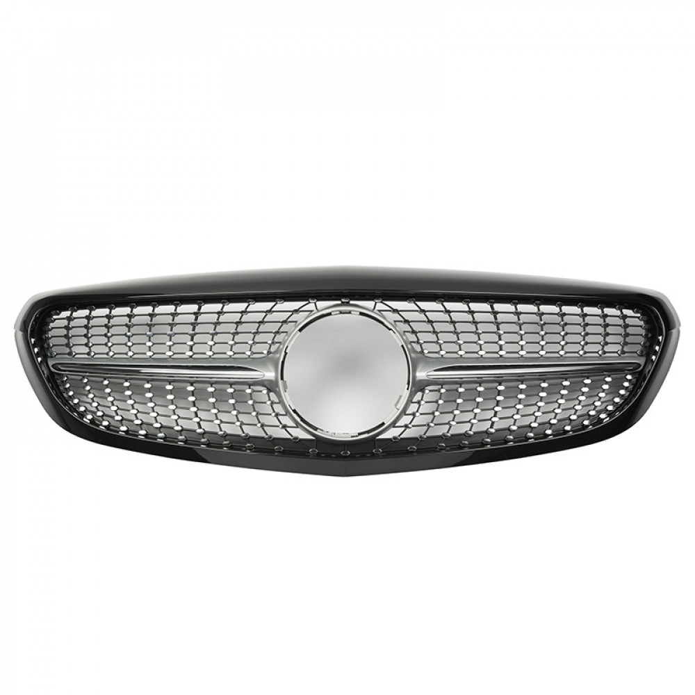 Решітка радіатора для Mercedes C-Class W205 (2014-2018) у стилі Diamond (Black Chrome)