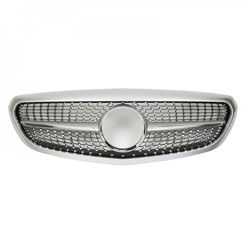 Решітка радіатора для Mercedes C-Class W205 (2014-2018) у стилі Diamond (Silver Chrome)