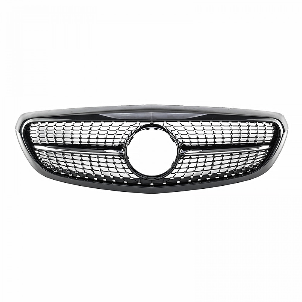 Решітка радіатора для Mercedes C-Class W205 (2014-2018) у стилі Diamond Silver (Рамка під фарбування)