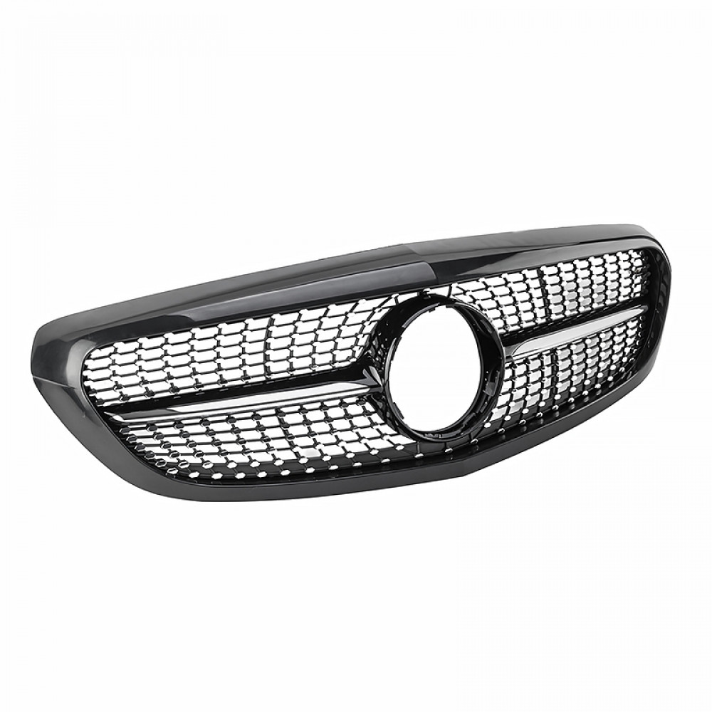 Решітка радіатора для Mercedes C-Class W205 (2014-2018) у стилі Diamond Silver (Рамка під фарбування)