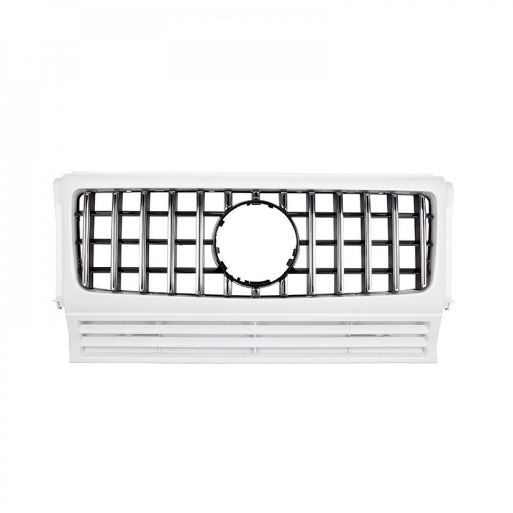 Решетка радиатора Mercedes G-Class W463 (1990-2014) в стиле GT Panamericana (White Chrome)