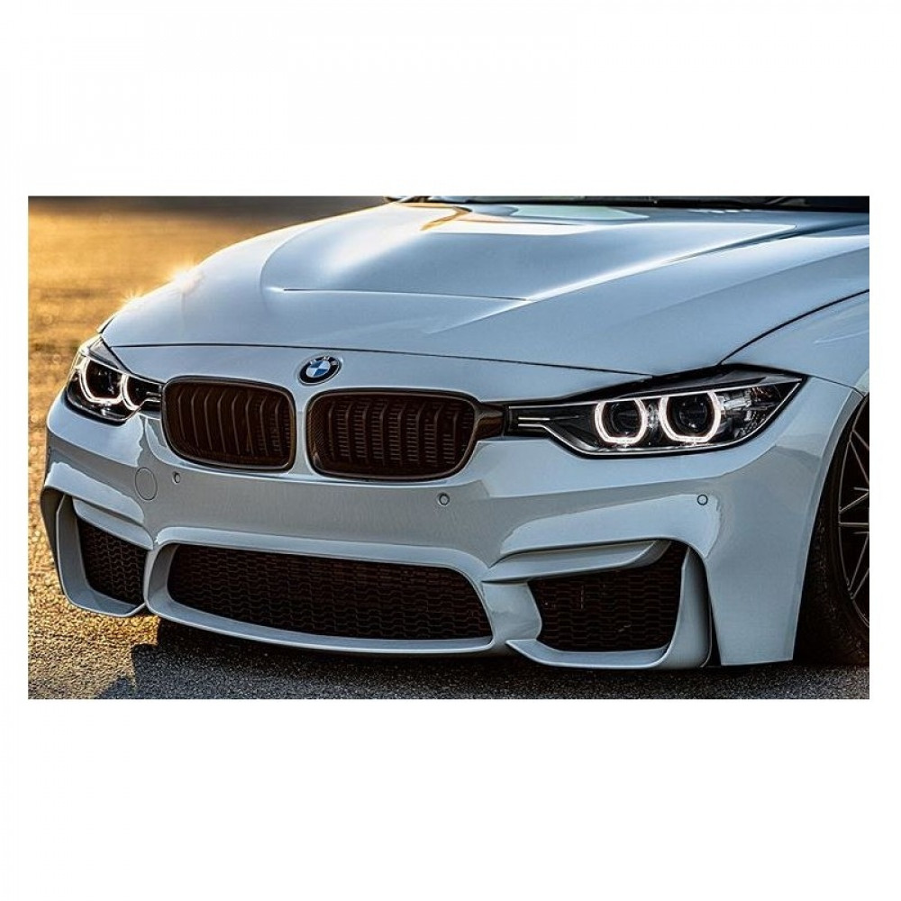 Бампер передний BMW 3 F30 / F31 в стиле М3 (2011-...) вырезы для парктроников (рамки птф и система омывателя заглушены)