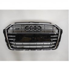 Решетка радиатора Audi A3 (2016-2020) в cтиле S3 (черный глянец/хром рамка)
