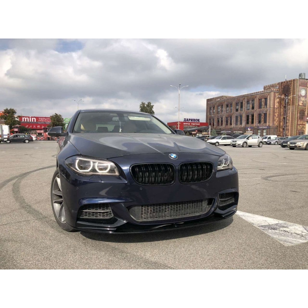 Диффузор (накладка) Переднего M-Tech бампера BMW F10/F11 М-Performance Черный глянец