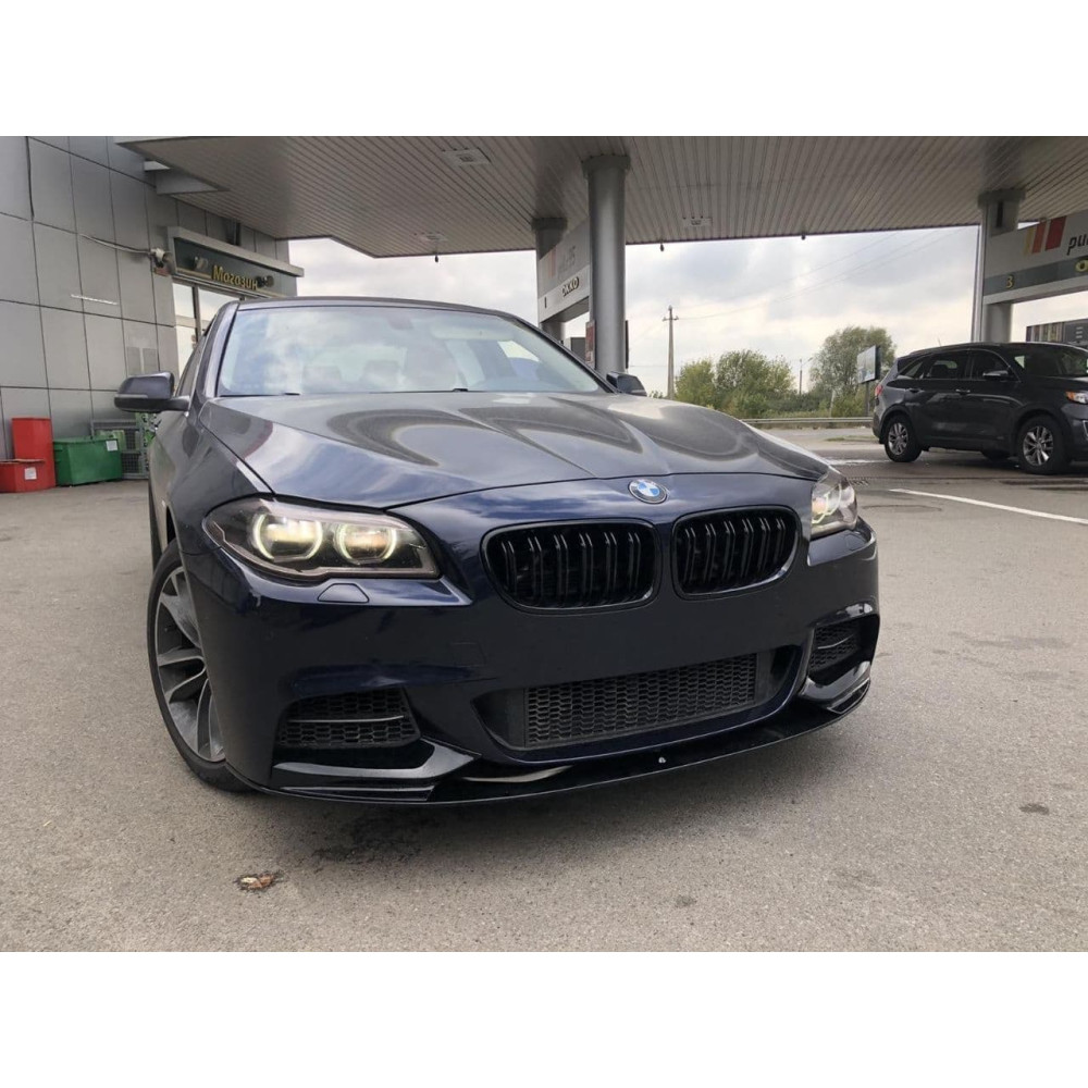 Диффузор (накладка) Переднего M-Tech бампера BMW F10/F11 М-Performance Черный глянец