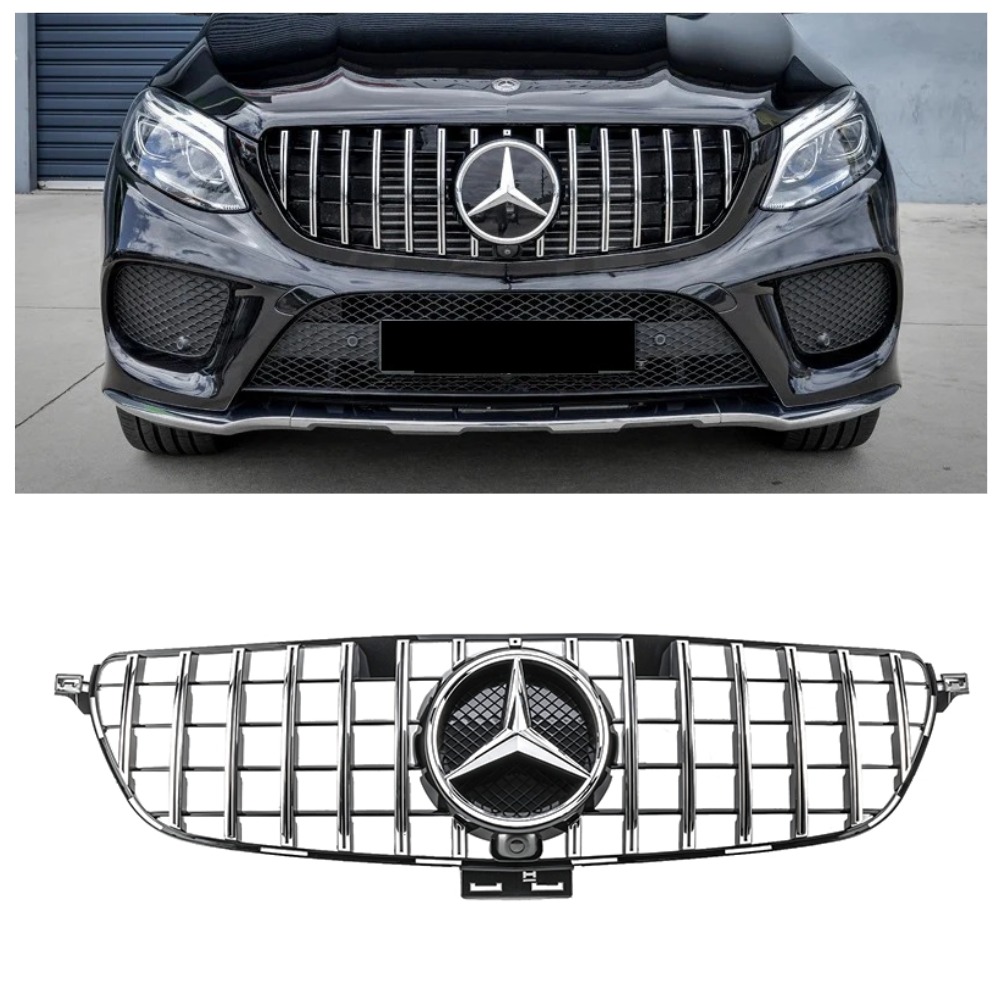 Решетка радиатора Mercedes GLE Class W166 (2016-2019) в стиле GT Panamericana с камерой 360