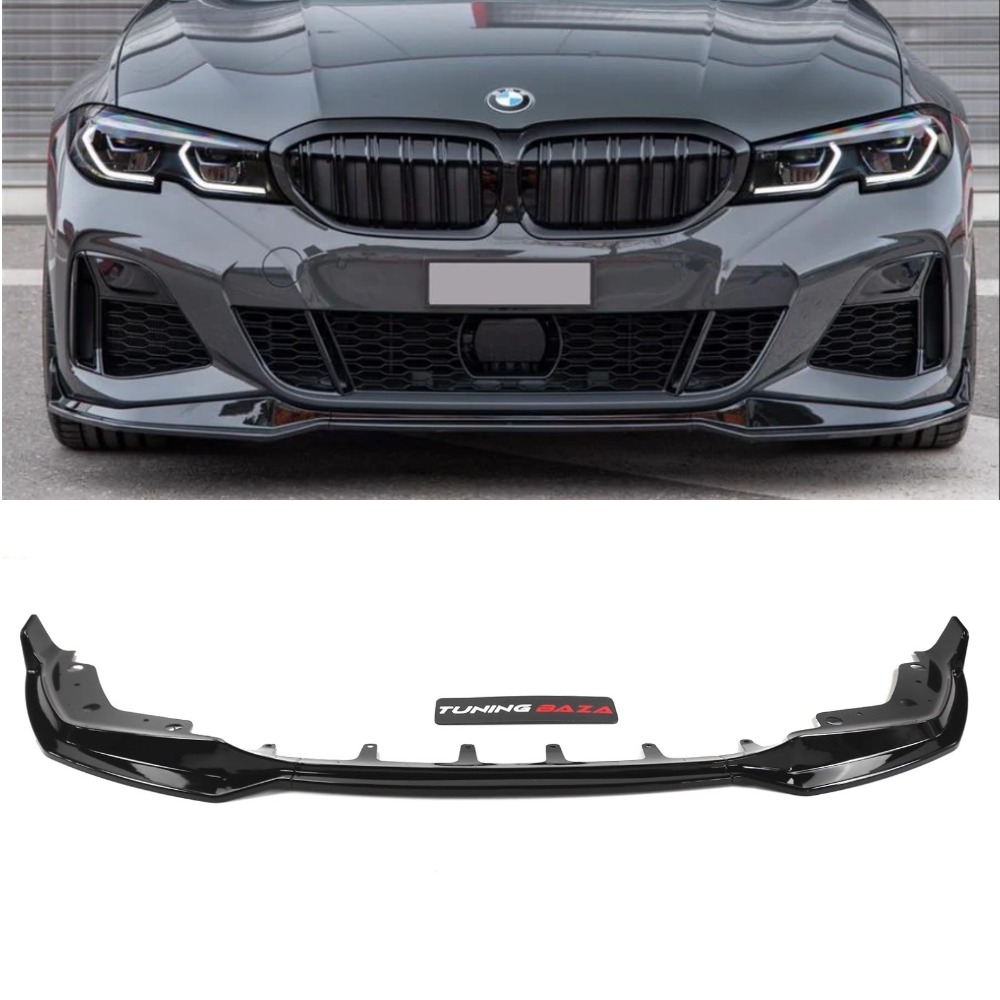 Диффузор переднего бампера BMW 3 G20 M-Performance V2 (Черный глянец)