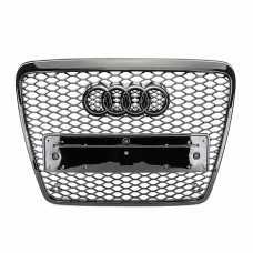 Решетка радиатора Audi A6 (С6) стиль RS (Gloss Black) 2008-2011 рестайлинг