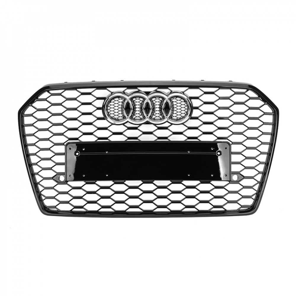 Решітка радіатора Audi A6 C7 стиль RS (чорний глянець) рестайл