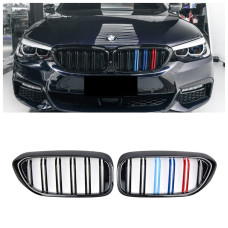 Решетка радиатора (ноздри) BMW 5-Series G30/G31 (2016-2020) в стиле M-Performance (Триколор)