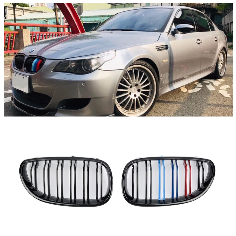 Решітки радіатора (ніздрі) BMW 5 E60 E61 M5 Style чорний триколор