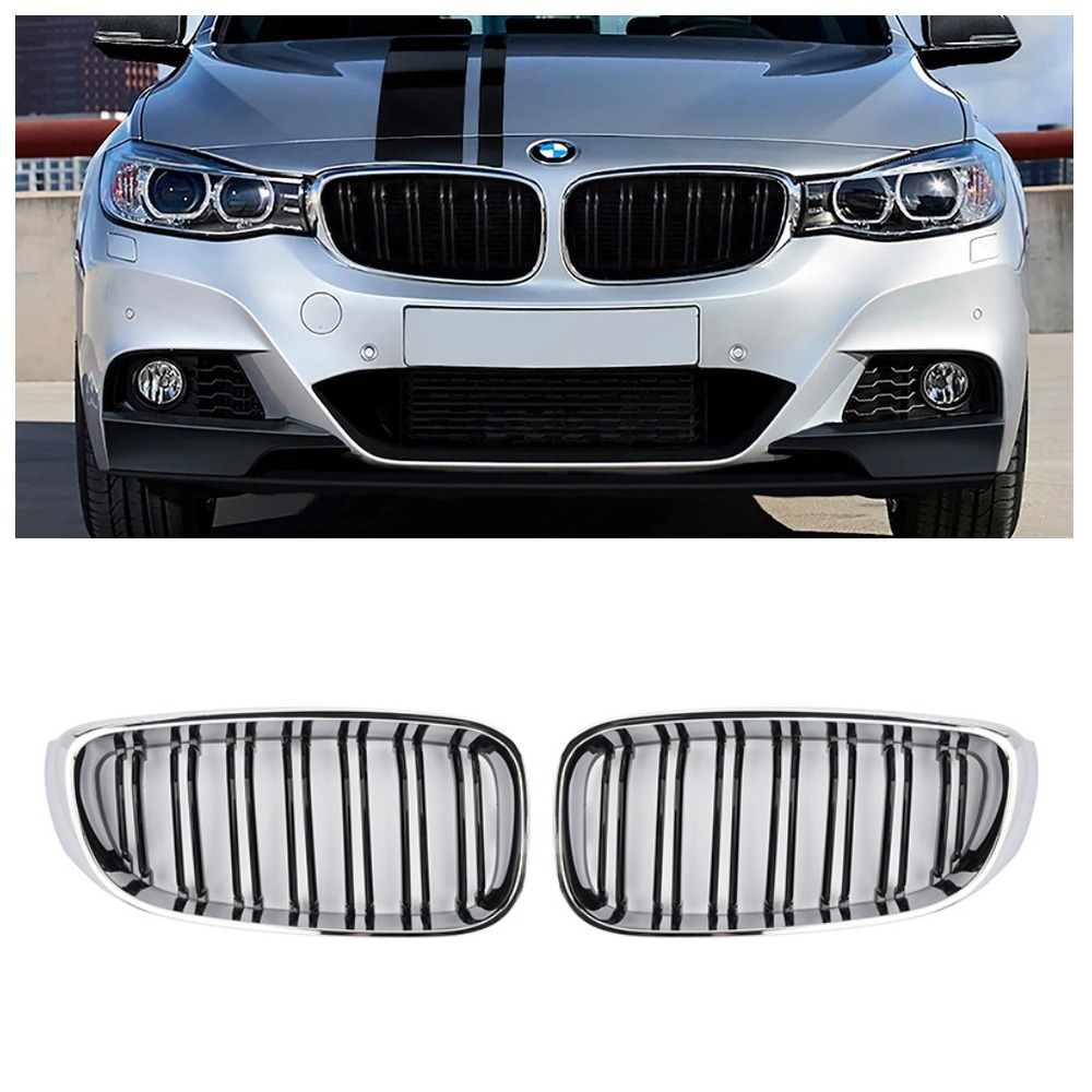 Решітки радіатора (ніздрі) BMW 3-Series F34 GT (2013-2016) у стилі M3 (Gloss Black/Chrome)