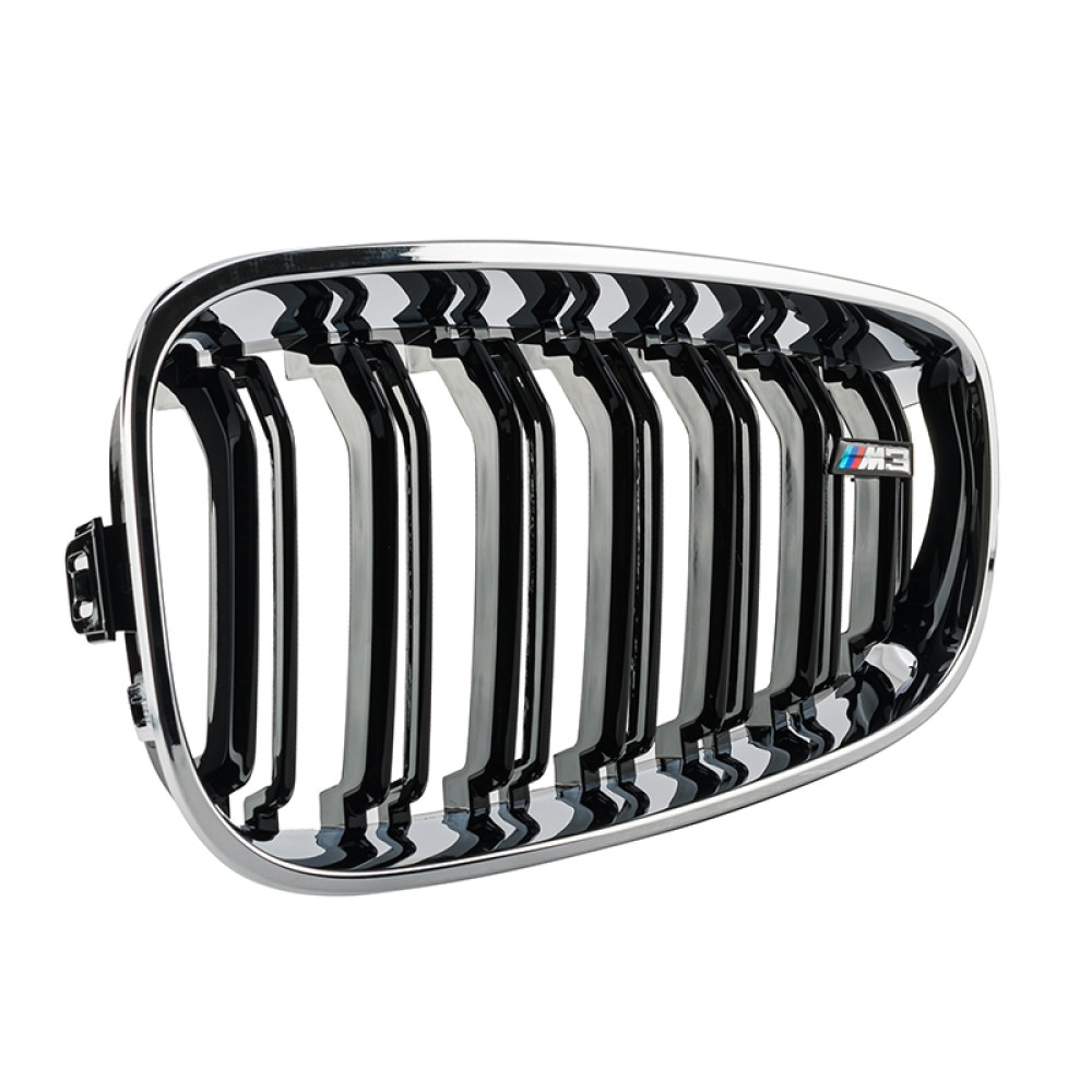 Решетки радиатора (ноздри) BMW 3-Series F34 GT (2013-2016) в стиле M3 (Gloss Black/Chrome)