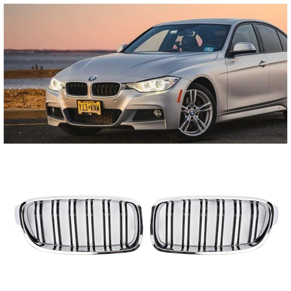Решетки радиатора в бампер BMW 3-Series F30/F31 (2011-2019) в стиле М3 (двойные ребра)