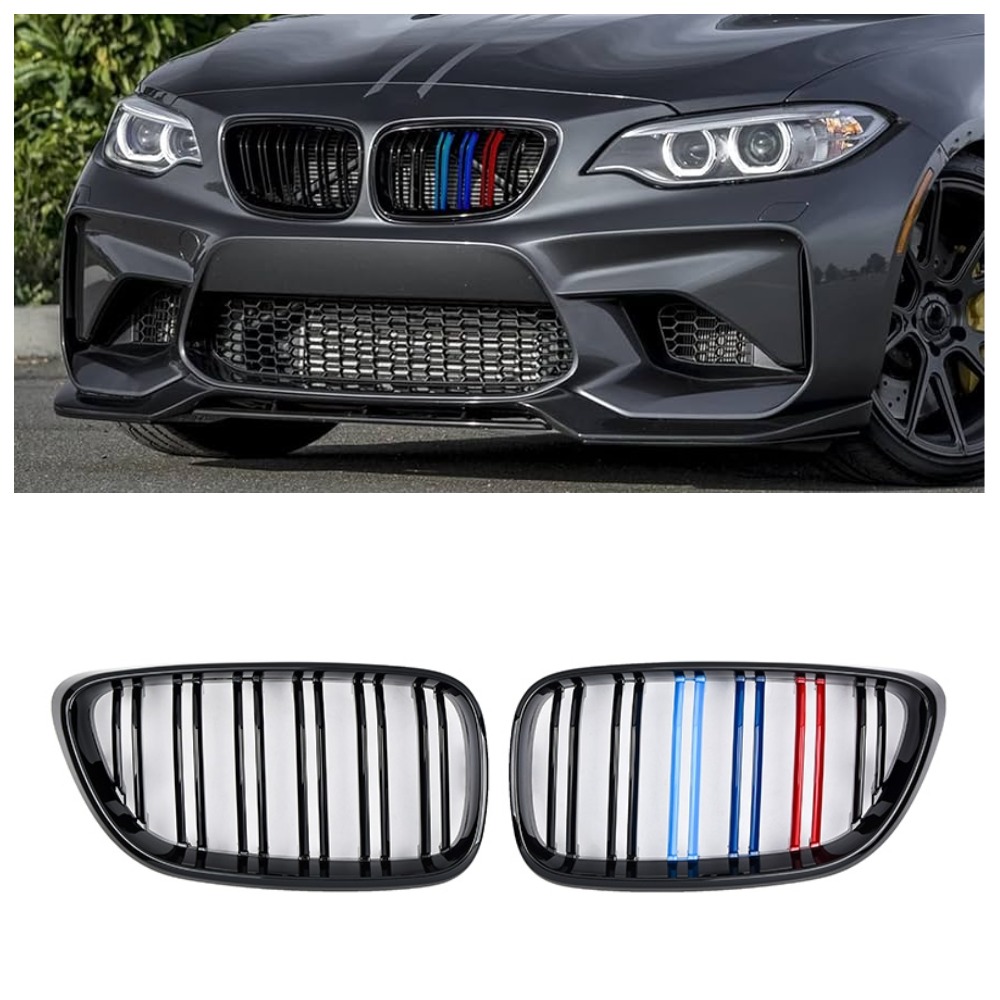 Решетка радиатора (ноздри) BMW 2-Series F22/F23 (2013-2019) в стиле M2-Look (Tri-Color)