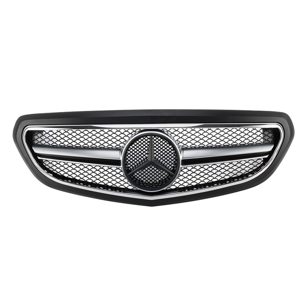 Решітка радіатора для Mercedes E-Class W212 (2013-2016) у стилі AMG (Black Matte Chrome)