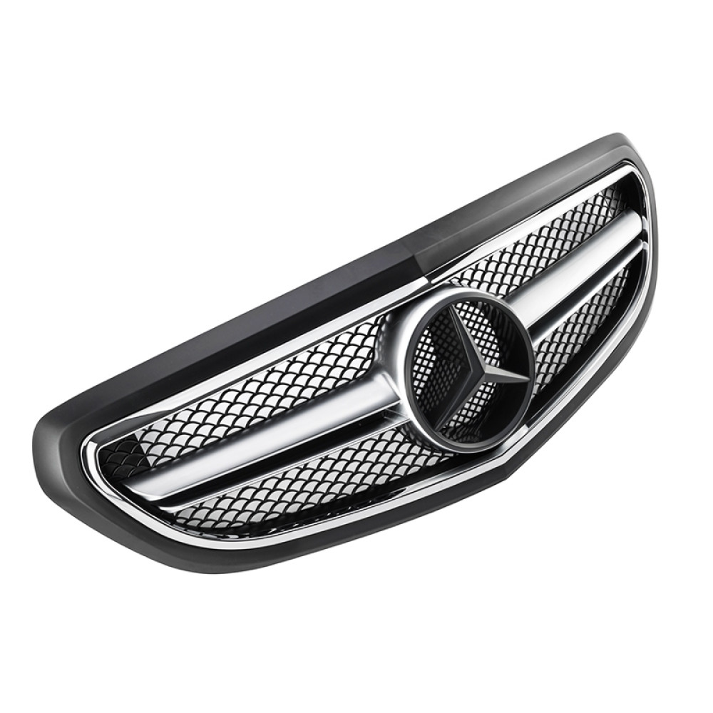 Решітка радіатора для Mercedes E-Class W212 (2013-2016) у стилі AMG (Black Matte Chrome)