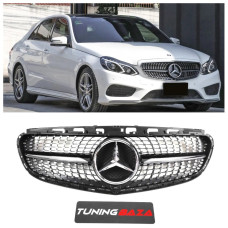 Решетка радиатора для Mercedes E-Class W212 (2013-2016) в стиле Diamond AMG Avantgarde Black Chrome Решетка радиатора для Mercedes E-Class W212 (2013-2016) в стиле Diamond AMG Avantgarde Black Chrome