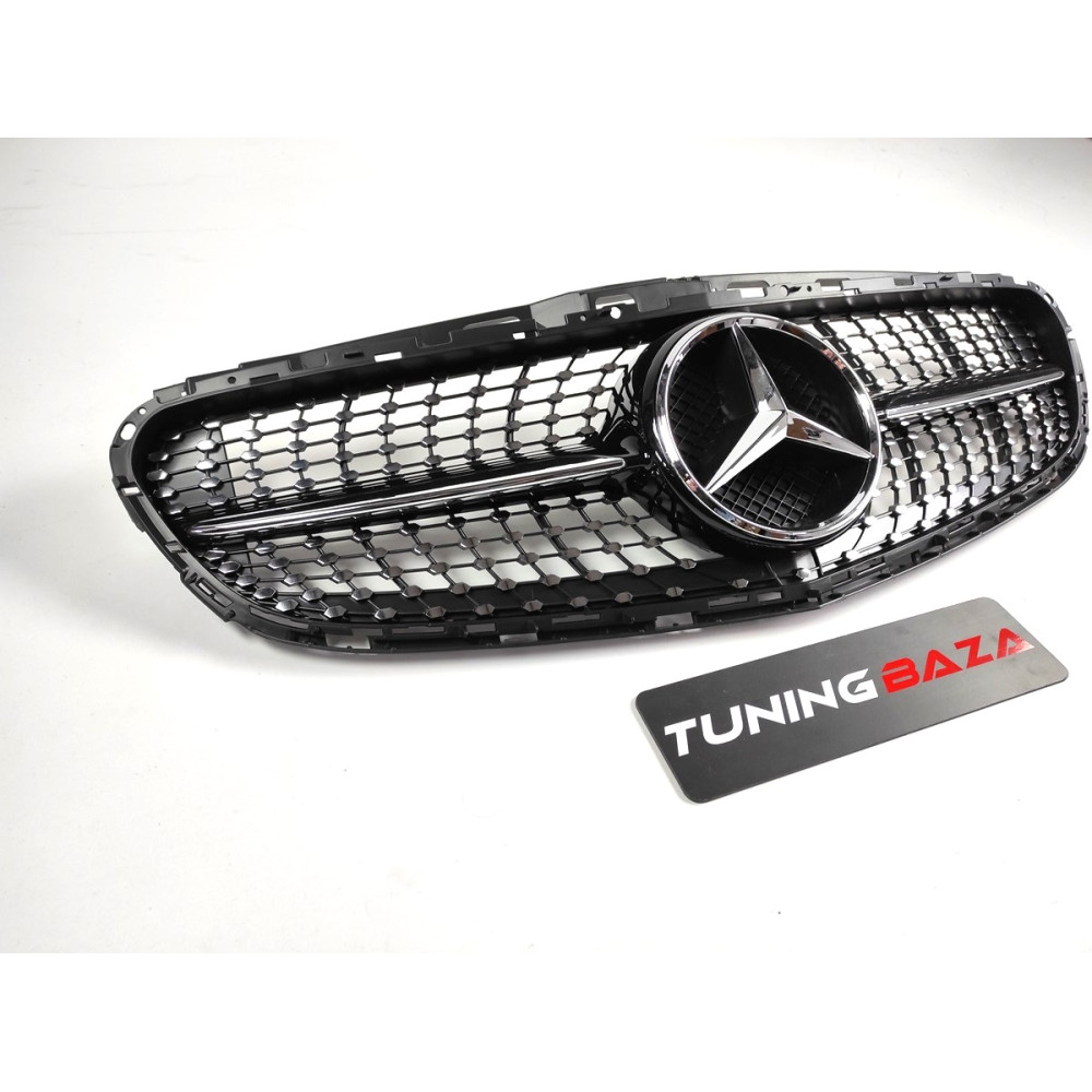 Решітка радіатора для Mercedes E-Class W212 (2013-2016) у стилі Diamond AMG Avantgarde Black Chrome