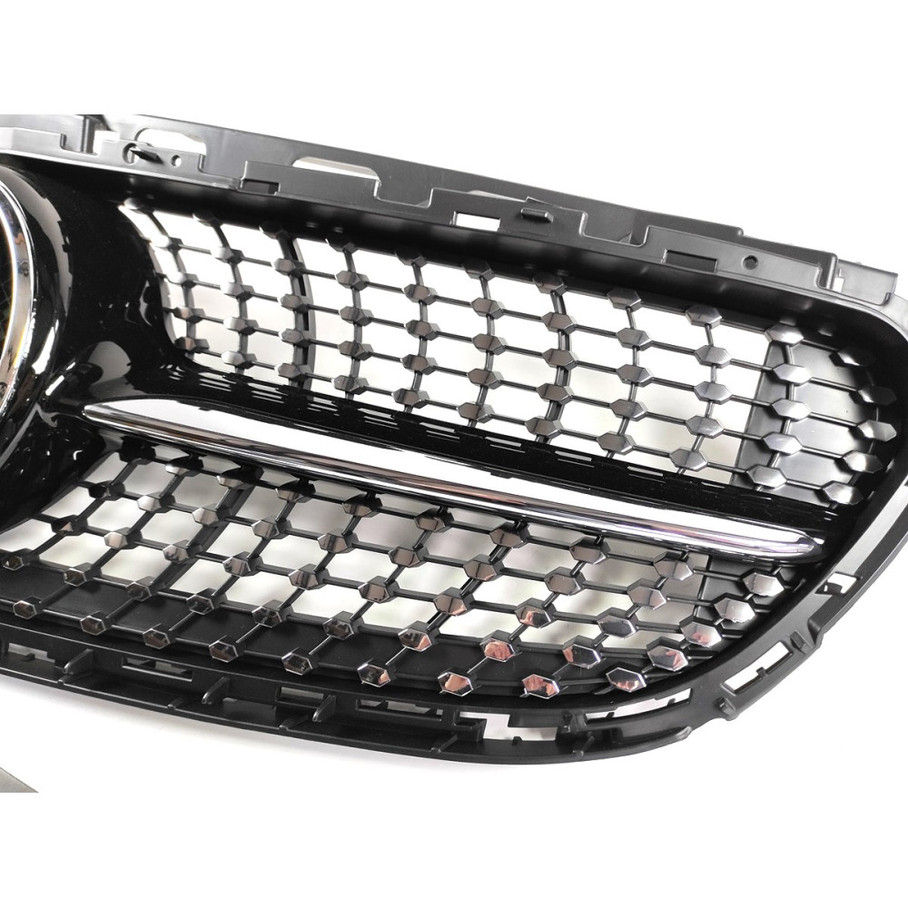 Решітка радіатора для Mercedes E-Class W212 (2013-2016) у стилі Diamond AMG Avantgarde Black Chrome