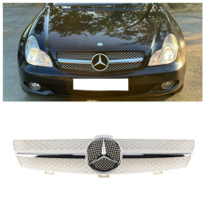 Решітка радіатора Mercedes CLS W219 (2004-2008) у стилі AMG (White Chrome) Решітка радіатора Mercedes CLS W219 (2004-2008) у стилі AMG (White Chrome)