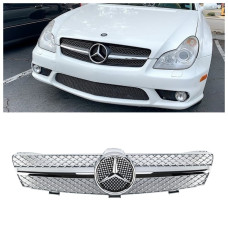Решітка радіатора Mercedes CLS W219 (2004-2008) у стилі AMG (Silver Chrome)