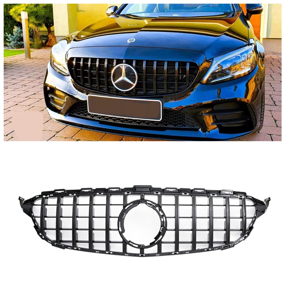 Решітка радіатора Mercedes C-Class W205 (2018-2021) у стилі Panamericana (Black) без камери 360