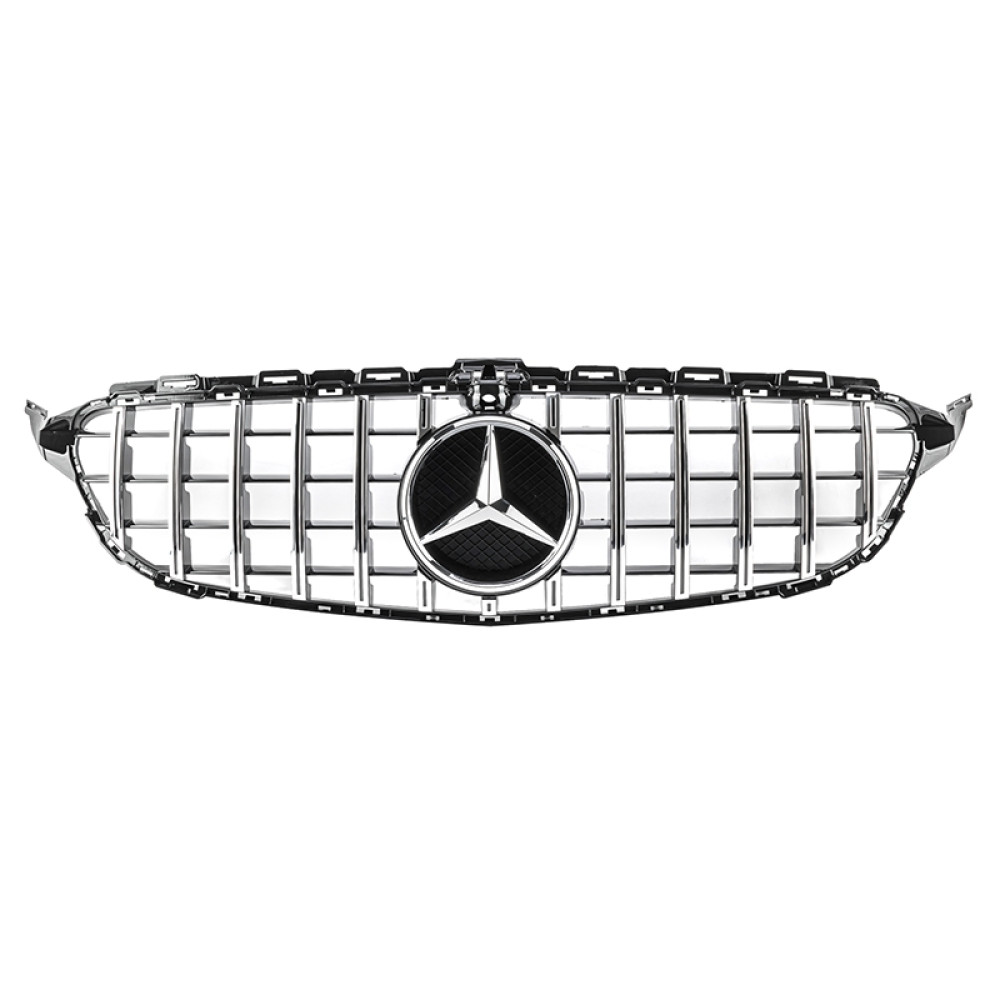 Решетка радиатора Mercedes C-klass W205 в стиле GT Black Chrome под камеру