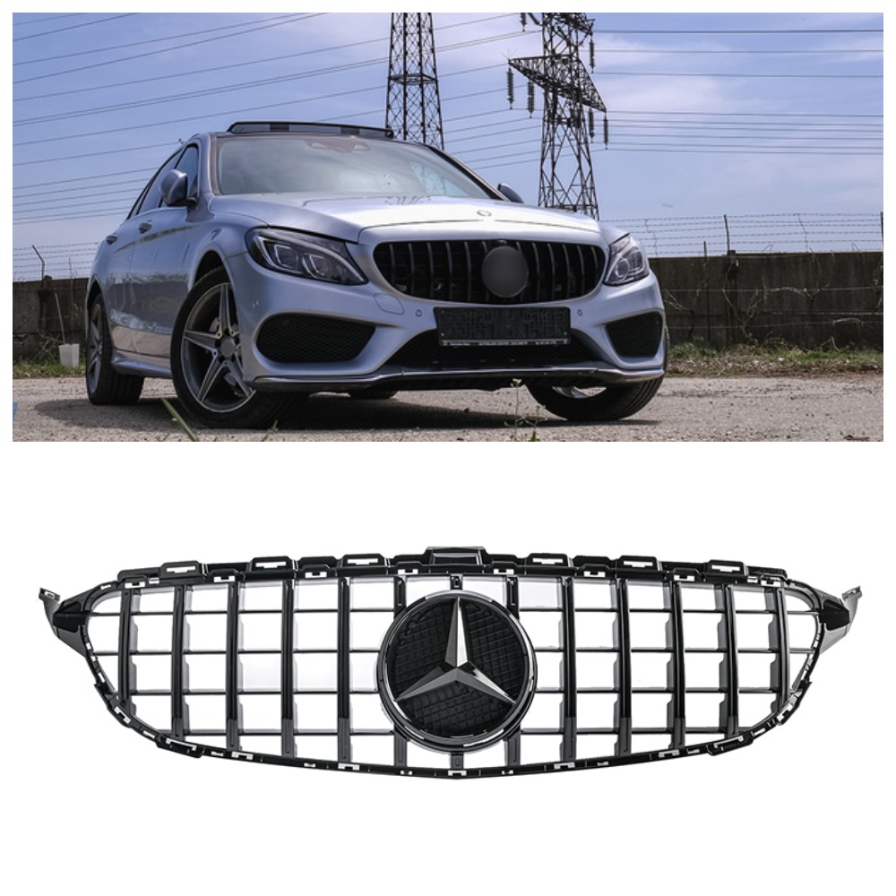 Решетка радиатора Mercedes C-Class W205 (2014-2018) в стиле Panamericana без камеры 360