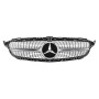 Решітка радіатора для Mercedes C-Class W205 (2014-2018) у стилі Diamond під камеру 360 (Black Chrome)