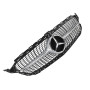 Решітка радіатора для Mercedes C-Class W205 (2014-2018) у стилі Diamond під камеру 360 (Black Chrome)
