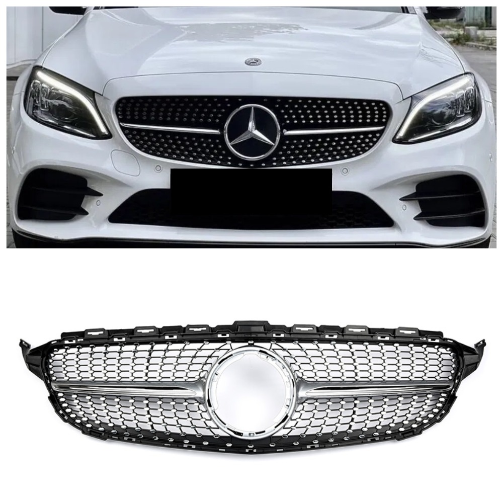 Решітка радіатора для Mercedes C-Class W205 (2018-2021) у стилі Diamond без камери 360