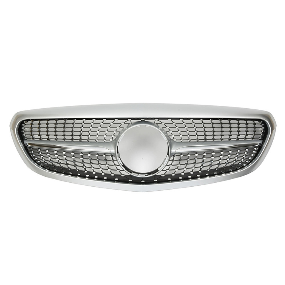 Решітка радіатора для Mercedes C-Class W205 (2014-2018) у стилі Diamond (Silver Chrome)