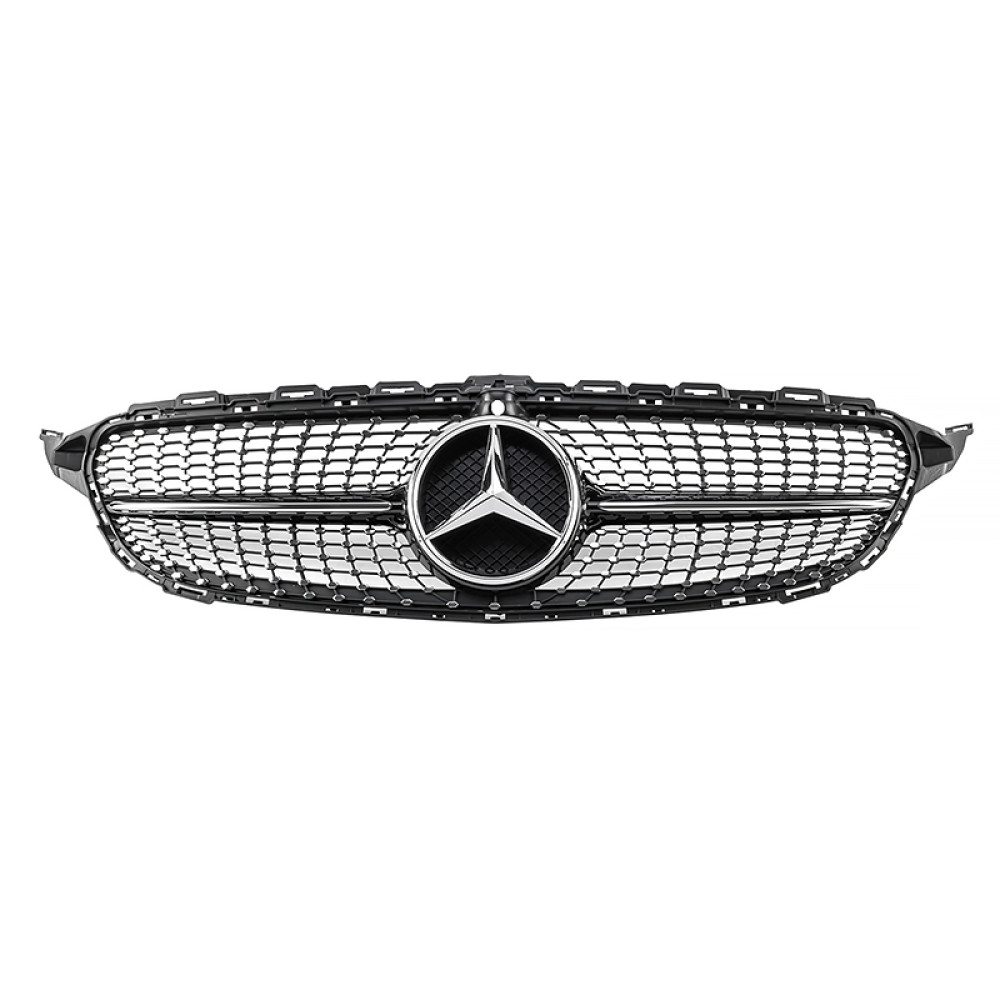 Решетка радиатора Mercedes C-klass W205 в стиле DIAMOND Black Chrome