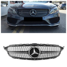 Решітка радіатора для Mercedes C-Class W205 (2014-2018) у стилі Diamond (Black Chrome) Решітка радіатора для Mercedes C-Class W205 (2014-2018) у стилі Diamond (Black Chrome)