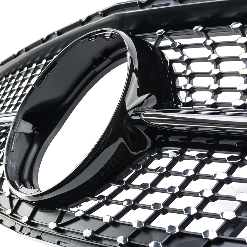 Решетка радиатора для Mercedes C-Class W205 (2014-2018) в стиле Diamond (Black Chrome)