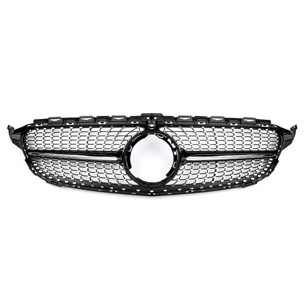 Решетка радиатора Mercedes C-klass W205 в стиле DIAMOND Black Chrome