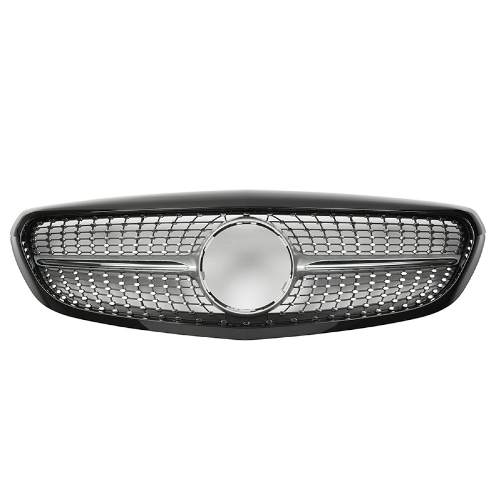 Решітка радіатора для Mercedes C-Class W205 (2014-2018) у стилі Diamond (Black Chrome)