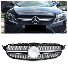 Решетка радиатора для Mercedes C-Class W205 (2018-2021) в стиле AMG C63 (Black Matte Chrome) Решетка радиатора для Mercedes C-Class W205 (2018-2021) в стиле AMG C63 (Black Matte Chrome)
