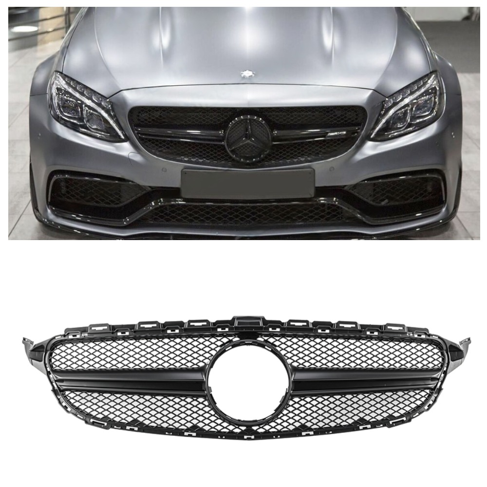 Решітка радіатора для Mercedes C-Class W205 (2014-2018) у стилі Avantgarde AMG C63 (Black Matte)